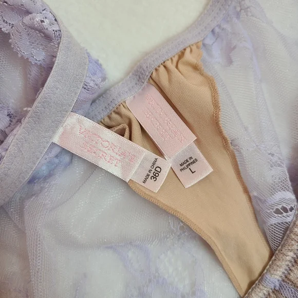VTG Victoria's Secret Silk Lace Bra/ Panty Set Size 36D/Lg